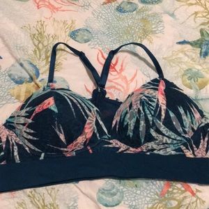 Palm leaf racer back sports bra by pink